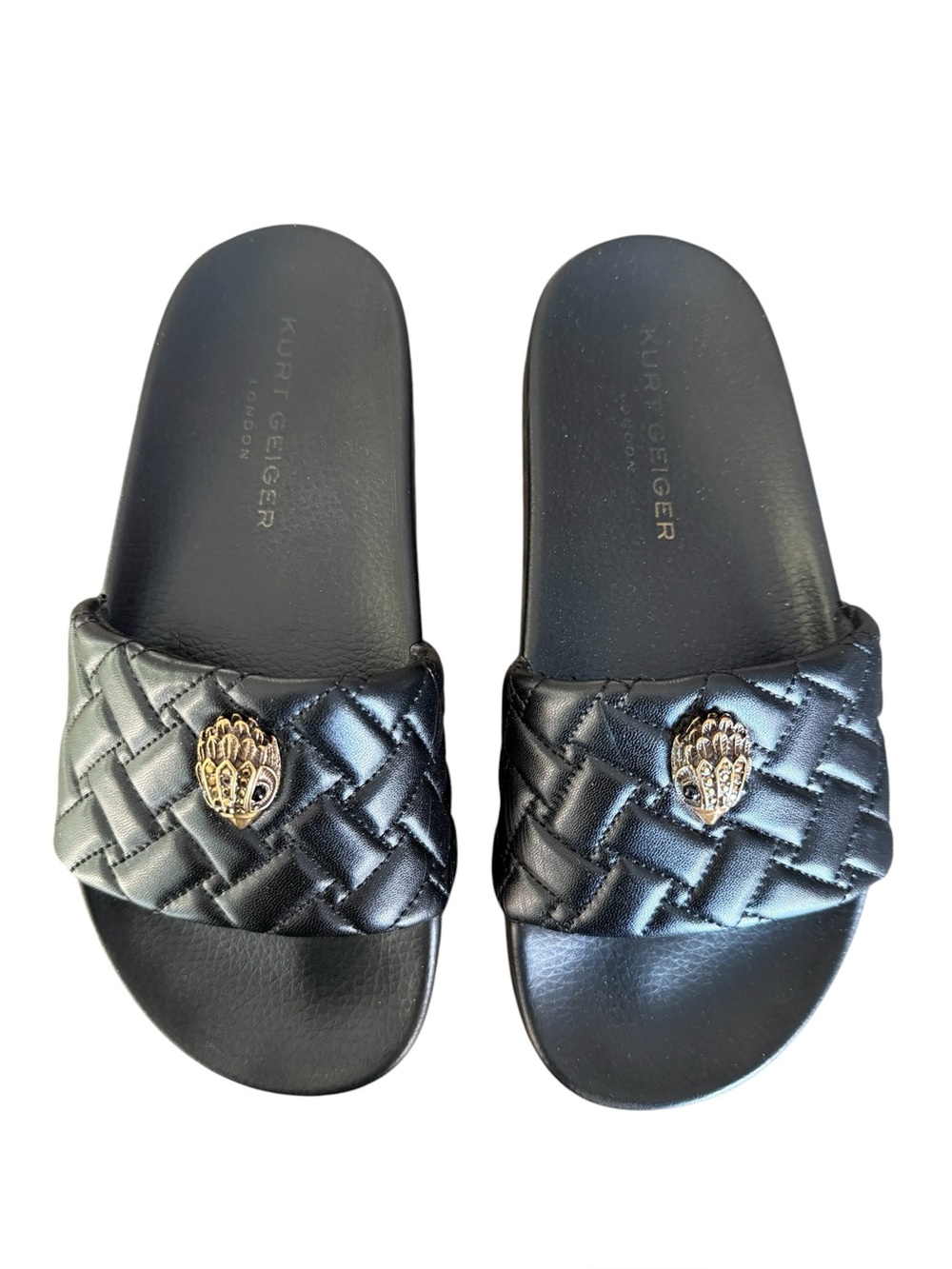 Kurt Geiger London Meena Woven Eagle Slide Sandals Black Size 37 US 7